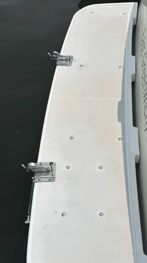 Uncle Ray Yacht Photos Pics 2004 Back Cove 29 boat swim platform with cleats, viewed from above.