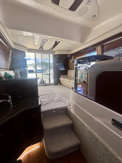  Yacht Photos Pics Luxurious interior of a 2007 Sea Ray 44 Sedan Bridge yacht with elegant furnishings.