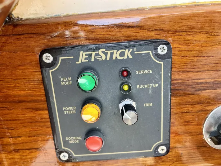 Le Ti Yacht Photos Pics Control panel of a 2004 Hinckley Talaria 29R boat with JetStick system.