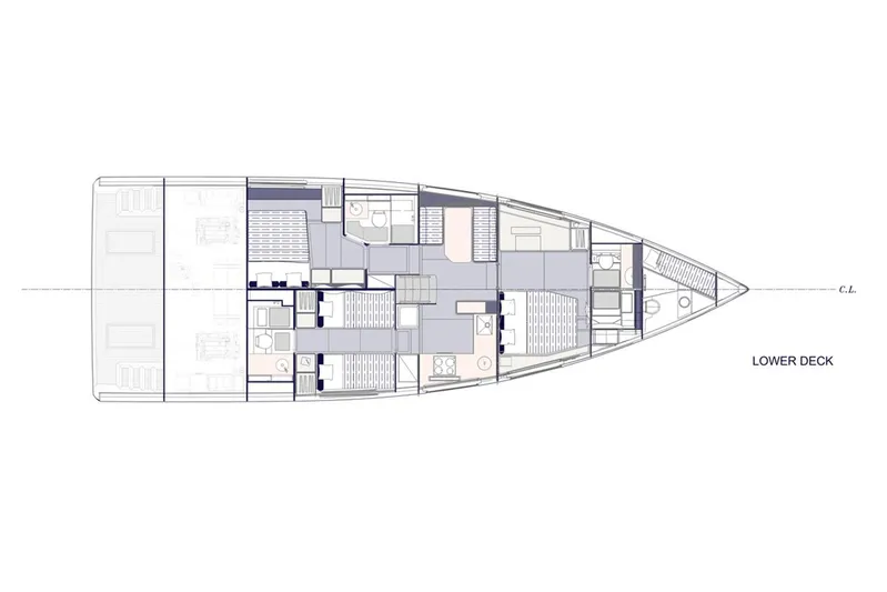  Yacht Photos Pics Manufacturer Provided Image: Lower deck layout of 2026 Omikron Yachts OT-60, featuring cabins and amenities.