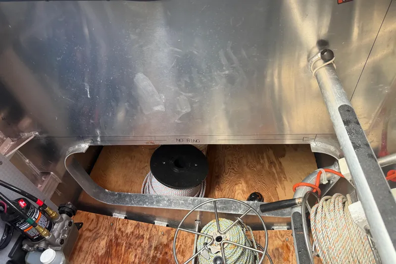 C Lady Yacht Photos Pics Interior of 2020 Armstrong Marine 35 boat with ropes and equipment.