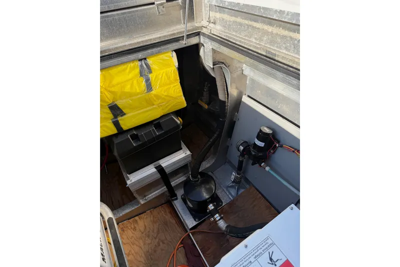 C Lady Yacht Photos Pics Engine compartment of 2020 Armstrong Marine 35 boat, featuring equipment and wiring.