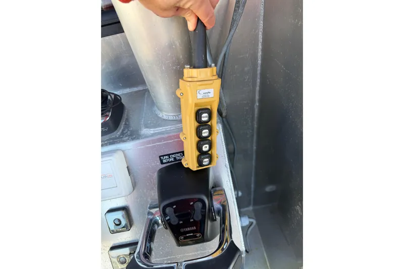 C Lady Yacht Photos Pics Control panel of a 2020 Armstrong Marine 35 boat with Yamaha throttle.