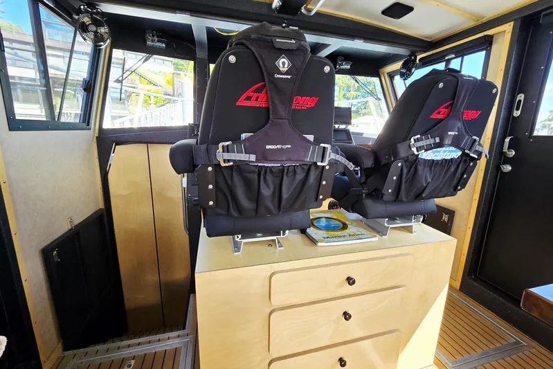 C Lady Yacht Photos Pics Interior of 2020 Armstrong Marine 35 boat with ergonomic seating and modern design.