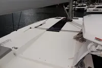 Leopard 50 catamaran 2020 model deck view in marina.