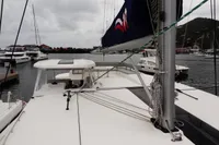 Leopard 50 catamaran docked in a marina, 2020 model.