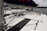 Leopard 50 catamaran, 2020 model, docked at a marina with other boats.