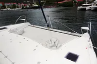 Leopard 50 catamaran docked in a marina, 2020 model.