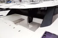 Leopard 50 catamaran 2020 model, spacious cockpit seating area, modern design.