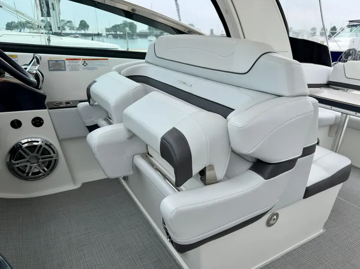 $30k Price Reduction! Yacht Photos Pics Luxury seating in a 2020 Formula 350 Sun Sport boat interior.