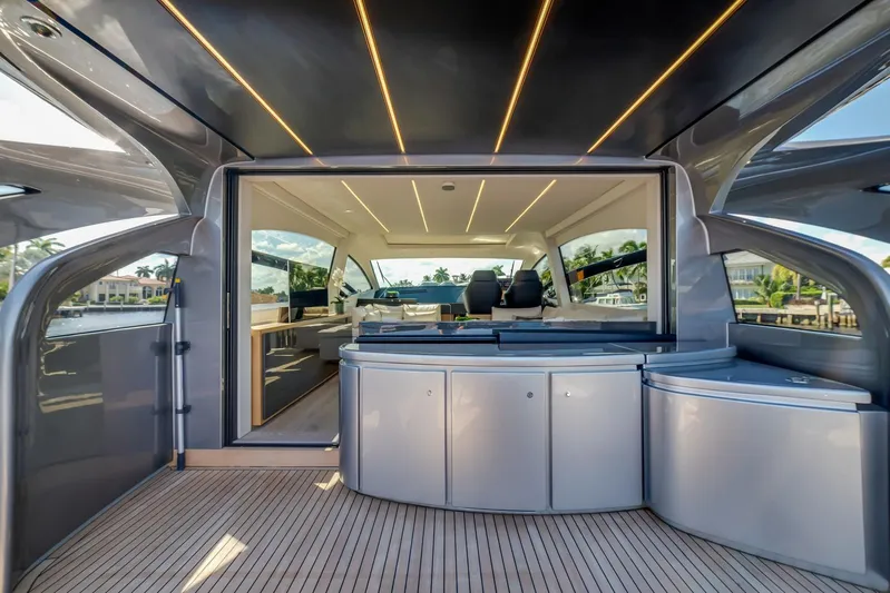 Argo Yacht Photos Pics Luxurious 2017 Pershing 70 yacht interior with sleek design and modern amenities.