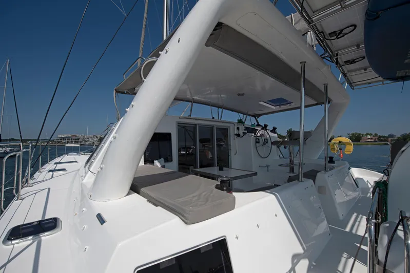 Waxy Yacht Photos Pics 2021 Celtic Yachts 40 sailboat deck with seating and navigation equipment.