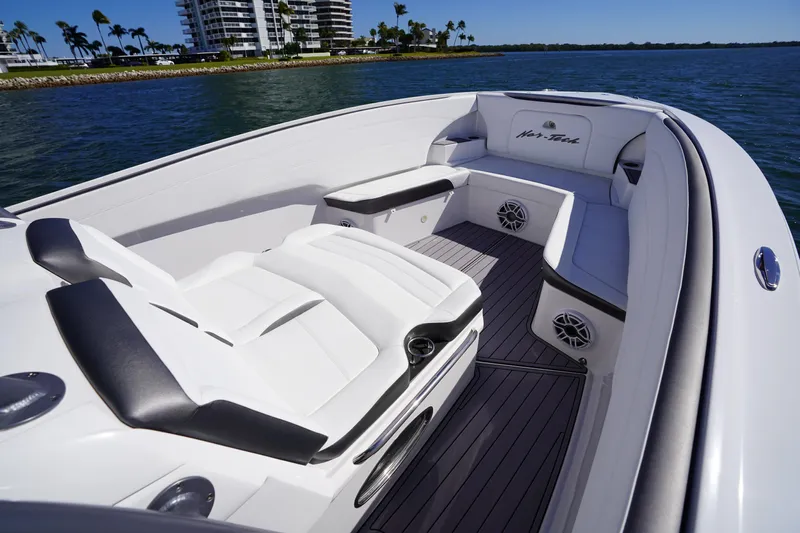  Yacht Photos Pics 2023 Nor-Tech 340 Sport Open Center Console boat interior with luxurious seating.