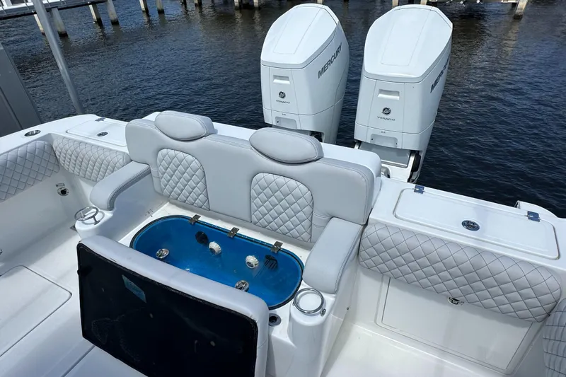  Yacht Photos Pics 2023 HCB 39 Speciale boat with luxurious seating and powerful outboard engines.