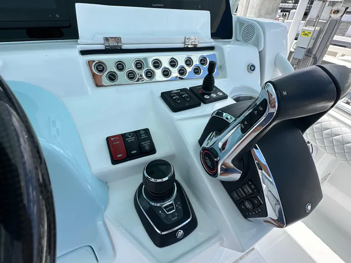  Yacht Photos Pics Control panel of 2023 HCB 39 Speciale boat with modern navigation equipment.