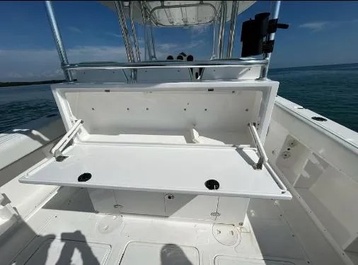  Yacht Photos Pics Open storage compartment on a white boat deck, IMG 40 model, 2021.