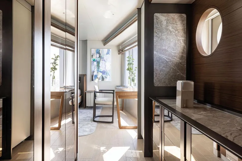  Yacht Photos Pics Luxurious interior of 2024 Azimut Magellano 30M yacht, featuring elegant furnishings and modern design.