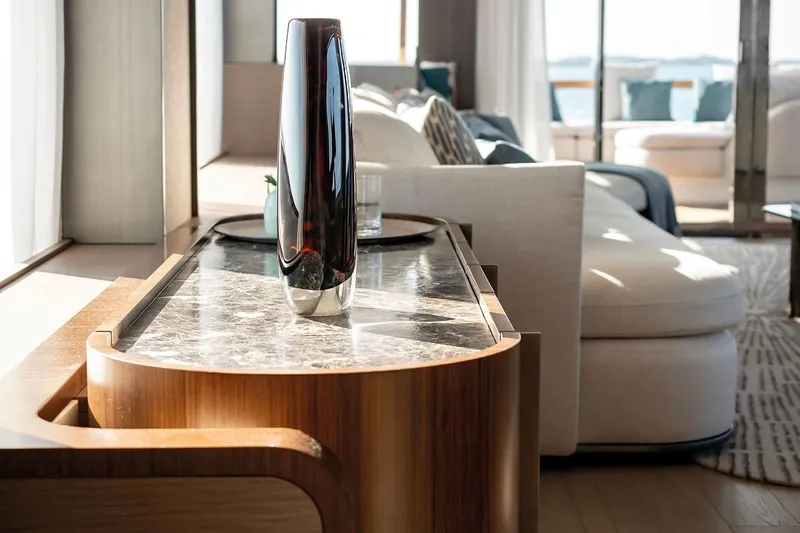  Yacht Photos Pics Luxurious interior of 2024 Azimut Magellano 30M yacht with elegant decor and modern furnishings.