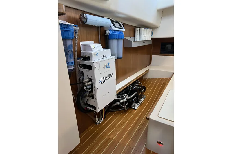 Here & Now Yacht Photos Pics Catalina 445 (2021) yacht interior with advanced water filtration system installed.