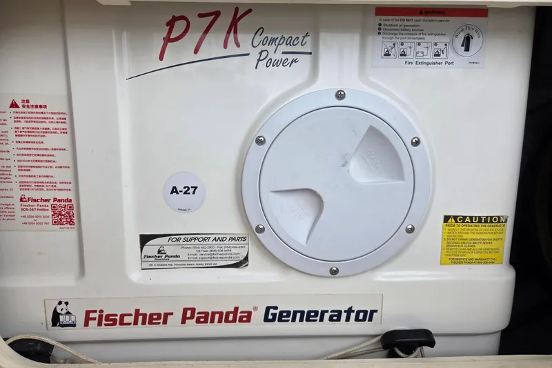 Here & Now Yacht Photos Pics Fischer Panda P7K generator on a 2021 Catalina 445 yacht, featuring compact power design.