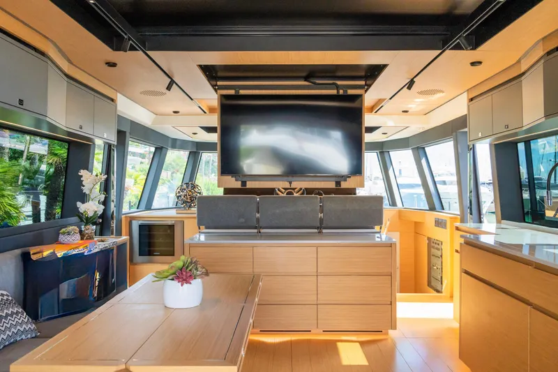 Simon Yacht Photos Pics Luxurious interior of 2024 Pardo Yachts GT75 with modern design and elegant furnishings.