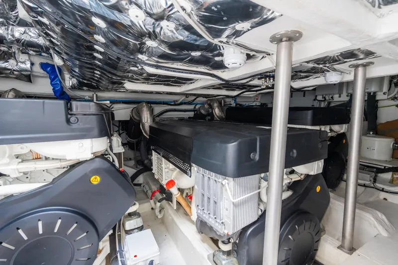 Simon Yacht Photos Pics Engine room of 2024 Pardo Yachts GT75, showcasing advanced marine engineering.