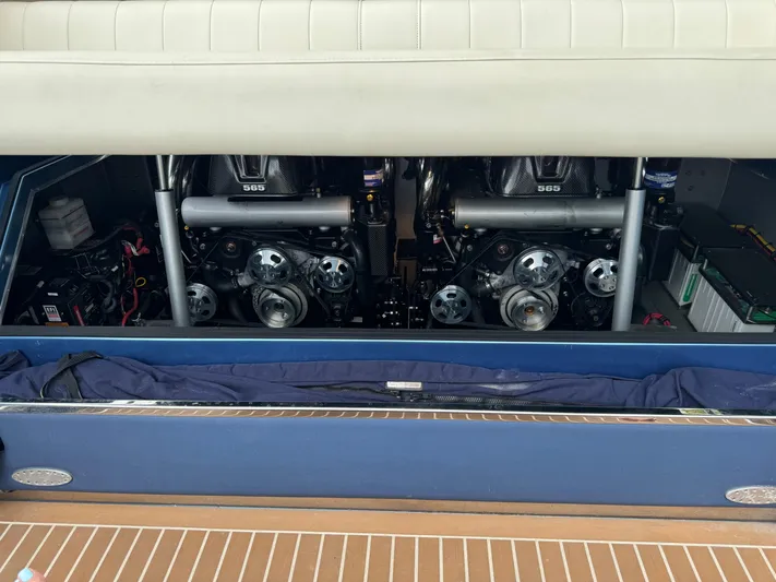  Yacht Photos Pics 2013 Nor-Tech 420 Monte Carlo engine compartment with dual engines.