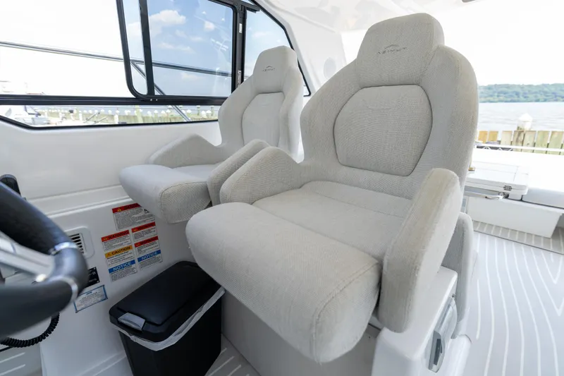  Yacht Photos Pics Luxury seating on 2023 Azimut Atlantis 45 yacht, featuring plush, ergonomic design.