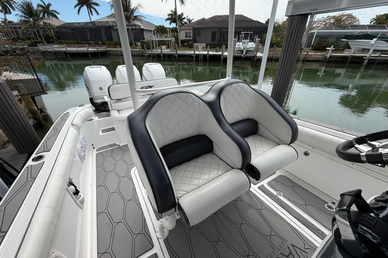  Yacht Photos Pics 2020 Glasstream 360 SCX boat interior with luxury seating and modern design.