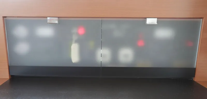 Perseus Yacht Photos Pics Frosted glass cabinet doors on a 2013 Prestige 500 yacht.