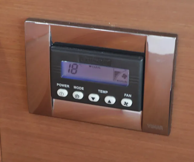 Perseus Yacht Photos Pics Digital thermostat control panel on a 2013 Prestige 500 yacht.