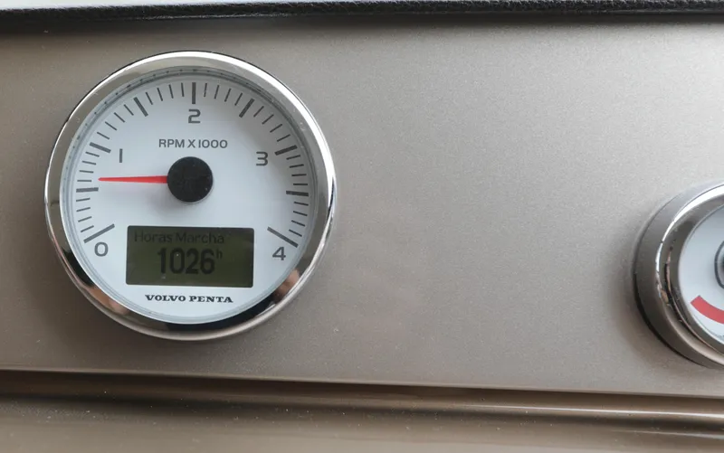 Perseus Yacht Photos Pics Tachometer of 2013 Prestige 500 boat showing 1026 hours.
