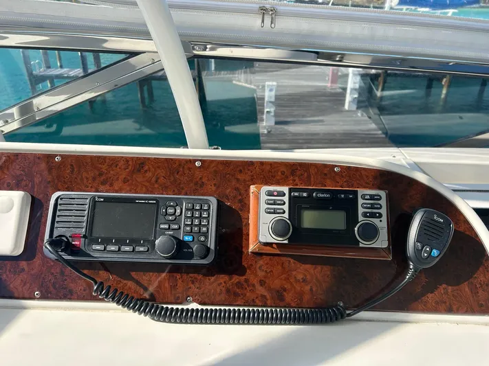 Sylvia Yacht Photos Pics Control panel of a 2006 Marquis 65 yacht with communication devices.