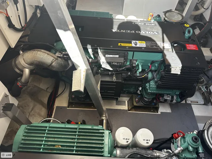  Yacht Photos Pics Engine room of a 2018 Prestige 460S Coupé with Volvo Penta engine.