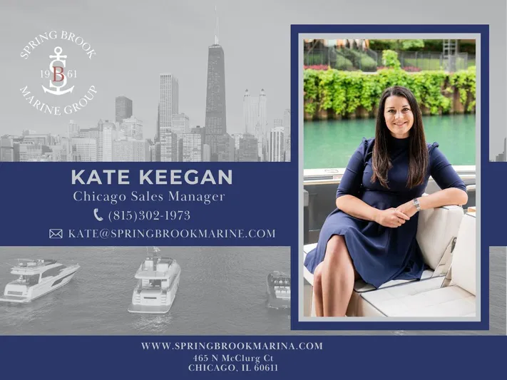  Yacht Photos Pics Chicago sales manager business card with contact details and city skyline background.