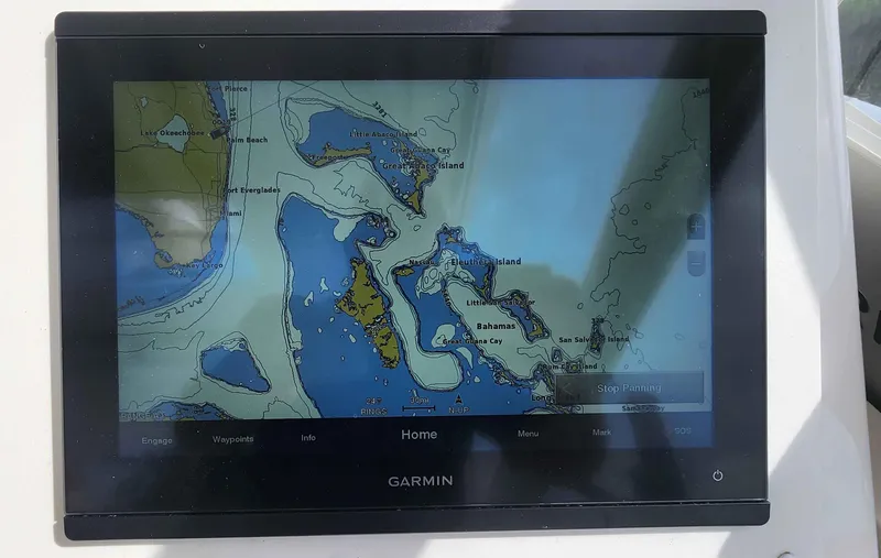  Yacht Photos Pics Garmin navigation screen displaying nautical map on 2008 Intrepid 430 Sport Yacht.