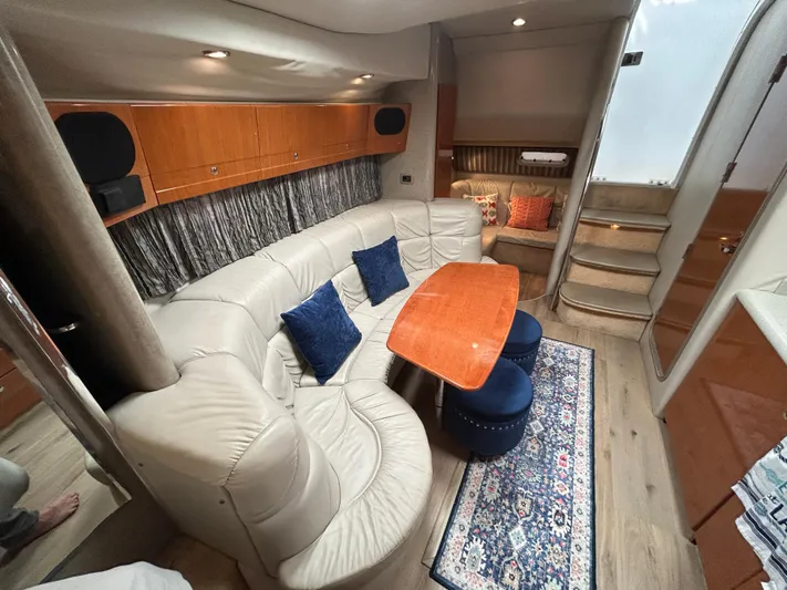 Yacht Photos Pics Luxurious interior of a 2005 Formula 37 PC yacht with plush seating and elegant decor.