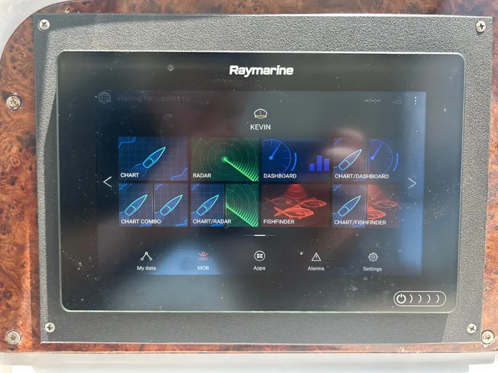  Yacht Photos Pics Raymarine navigation display on 2005 Formula 37 PC boat, showing charts and radar options.