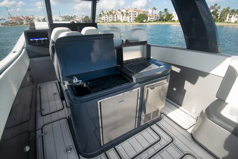  Yacht Photos Pics Luxury interior of 2025 Sardine Marine Custom Race 55 yacht with modern amenities.