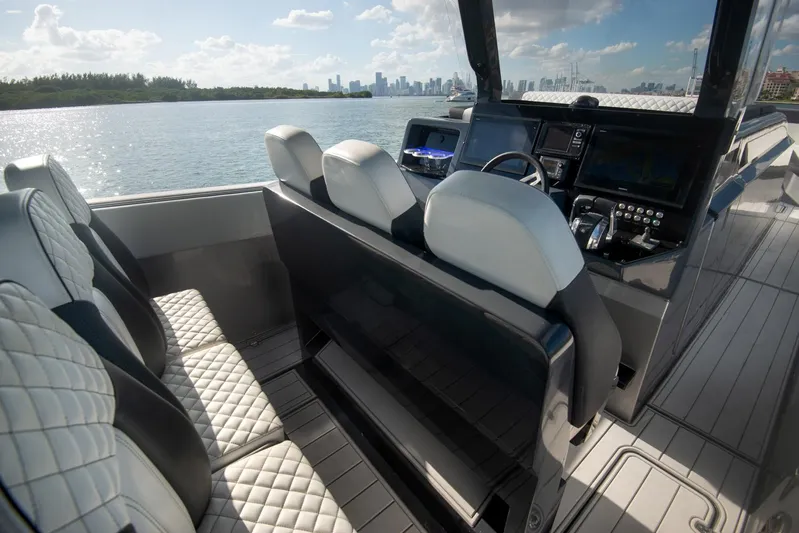  Yacht Photos Pics Luxury interior of 2025 Sardine Marine Custom Race 55 boat on water.