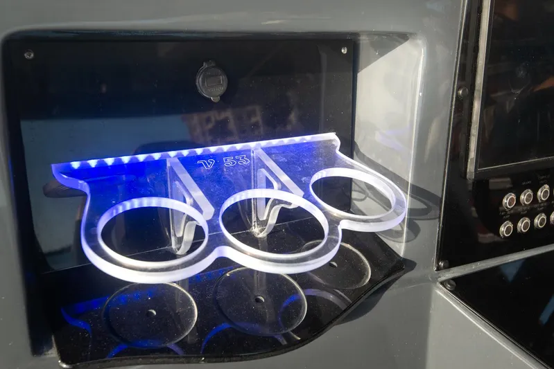 Yacht Photos Pics Illuminated cup holder in 2025 Sardine Marine Custom Race 55 boat.