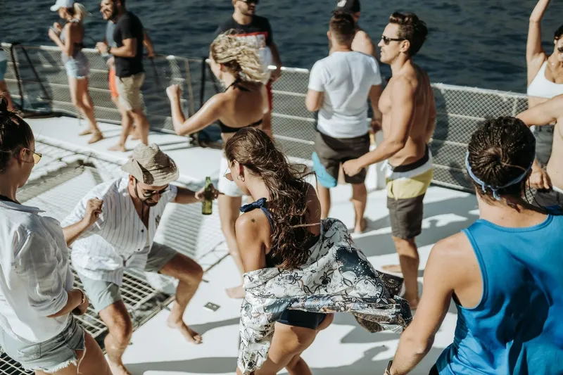 Tahiti Yacht Photos Pics People dancing on a 2015 Fountaine Pajot TAHITI catamaran party.