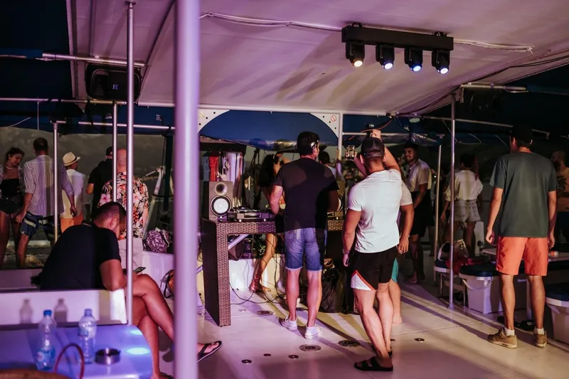 Tahiti Yacht Photos Pics People enjoying a party on a 2015 Fountaine Pajot TAHITI catamaran.