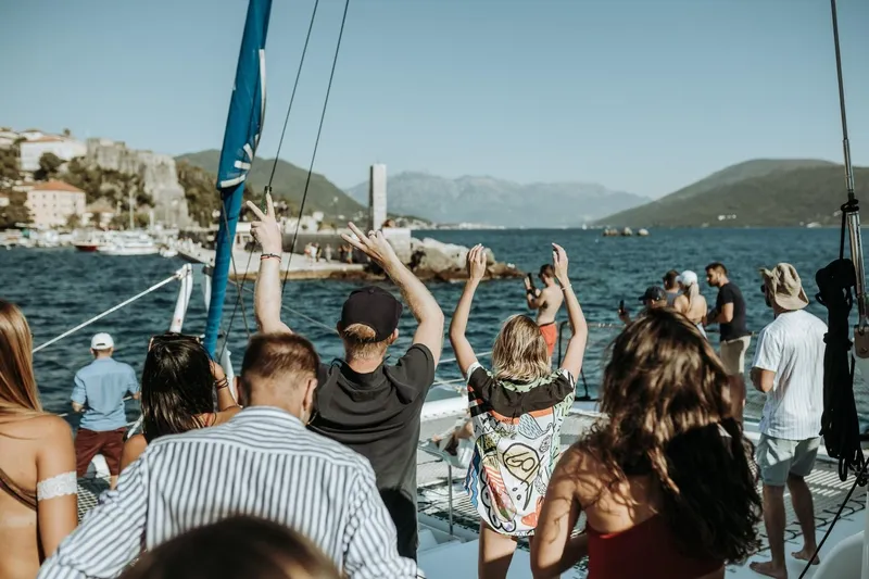 Tahiti Yacht Photos Pics People enjoying a boat party on a 2015 Fountaine Pajot TAHITI catamaran.