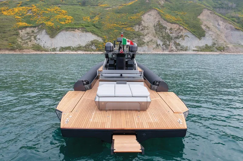 Anvera 58 Yacht Photos Pics Anvera ANVERA 58 yacht, 2025 model, on serene water with scenic hillside backdrop.