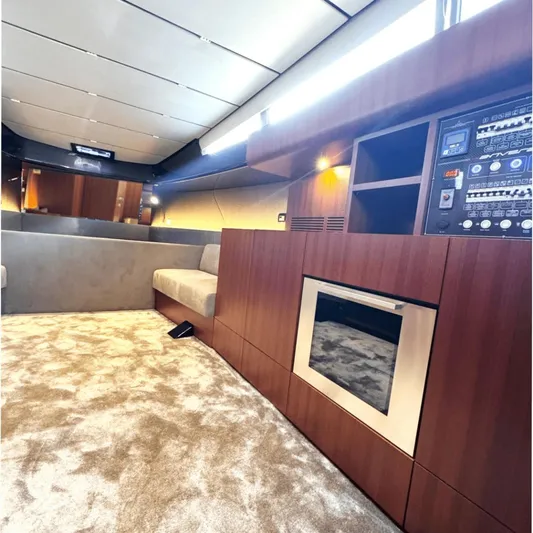 Anvera 58 Yacht Photos Pics Luxurious interior of 2025 Anvera ANVERA 58 yacht with modern design and plush seating.