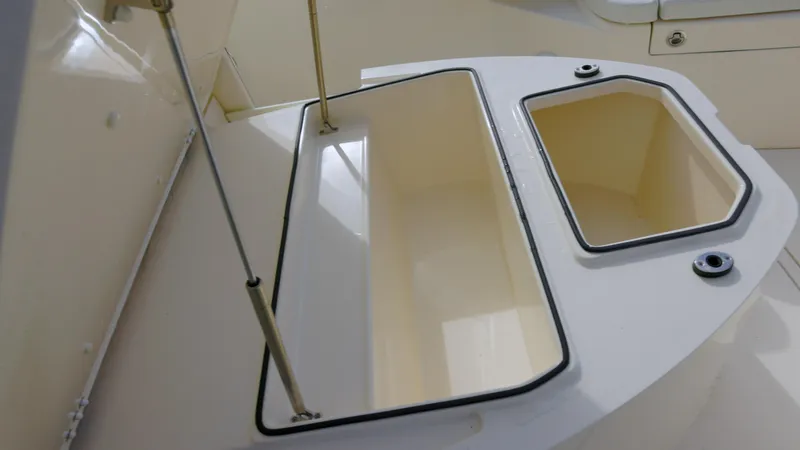  Yacht Photos Pics 2022 Cobia 350 Center Console storage compartments, open and ready for use.