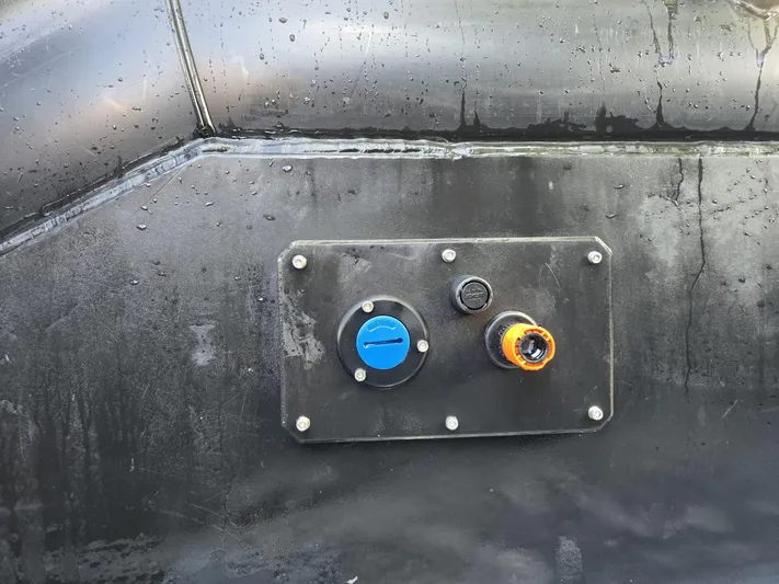 Dgs777 Yacht Photos Pics Close-up of DGS 777 Military Version 2022 panel with connectors and water droplets.