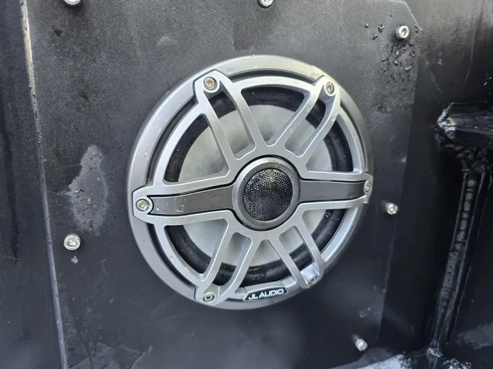 Dgs777 Yacht Photos Pics Close-up of a JL Audio speaker on a DGS 777 Military Version vehicle, 2022 model.