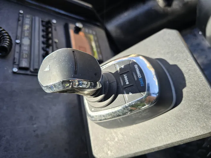 Dgs777 Yacht Photos Pics Joystick control in DGS 777 Military Version vehicle, 2022 model, featuring "Boost" and "Take Command" buttons.